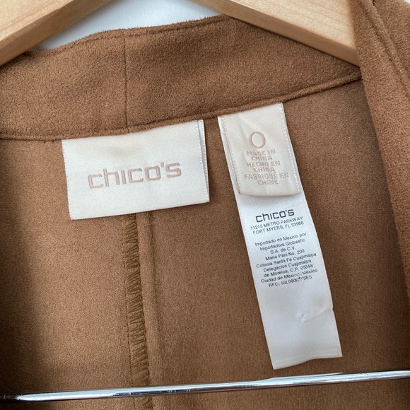 Chico's Peplum Brown Suede Scalloped Jacket - Picture 5 of 10